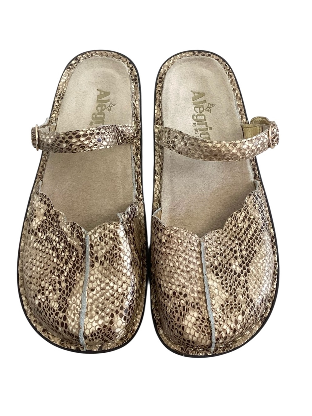 Alegria 9.5-10 (40) Tuscany Mary Jane Slip On Comfort Shoes Leather Clogs Gold